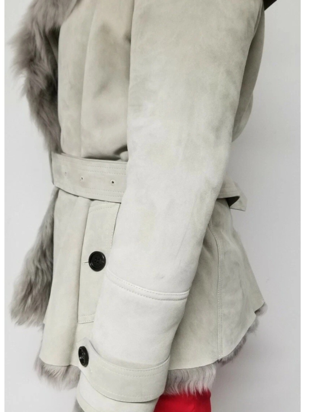NWT BURBERRY LONDON Sheepskin Leather Shearling Belted Jacket Coat Women UK14 - Picture 12 of 14